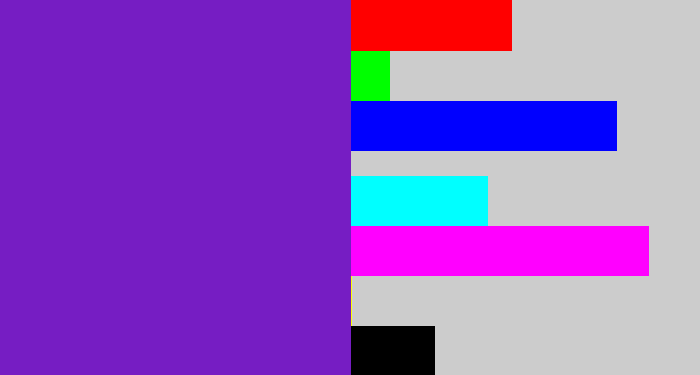 Hex color #761dc3 - purple/blue