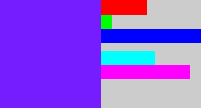 Hex color #761dff - purplish blue