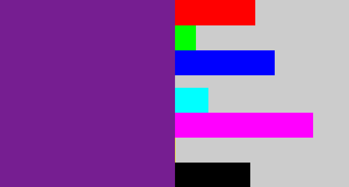 Hex color #761e91 - purple