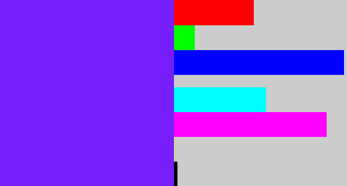 Hex color #761efb - purply blue
