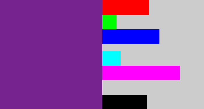 Hex color #762390 - purple