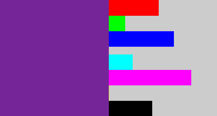 Hex color #762598 - purple