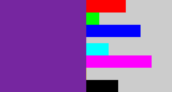 Hex color #7626a0 - purple
