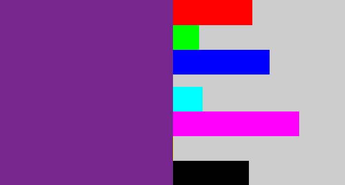 Hex color #76278f - purple