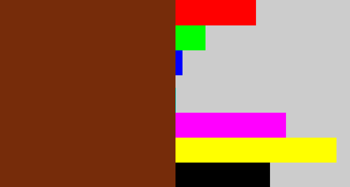Hex color #762c0a - reddish brown