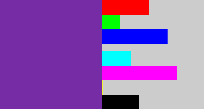 Hex color #762ca4 - purple