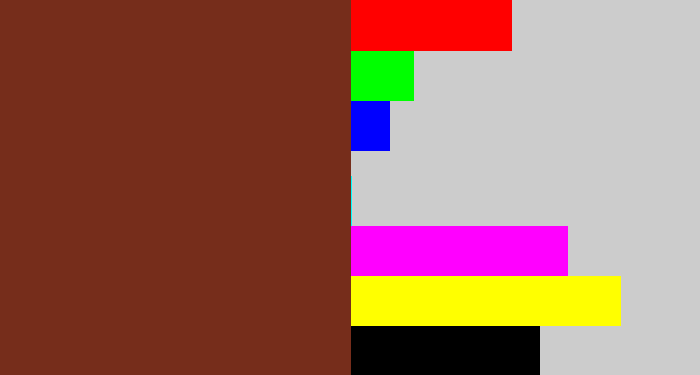 Hex color #762d1b - reddish brown