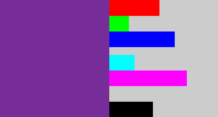 Hex color #762d9a - purple