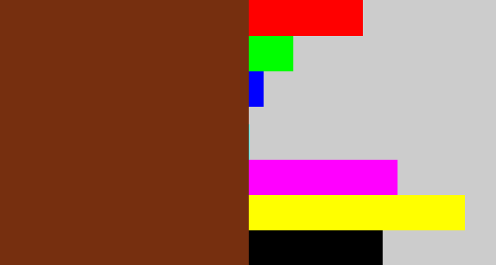 Hex color #762f0f - reddish brown