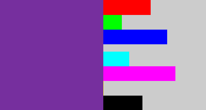 Hex color #762f9e - purple