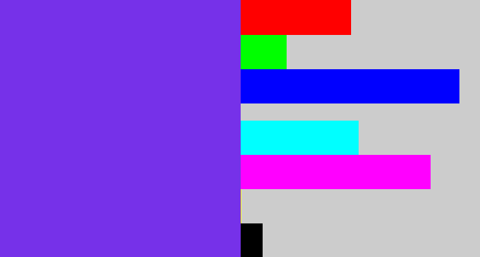 Hex color #7631e9 - bluish purple