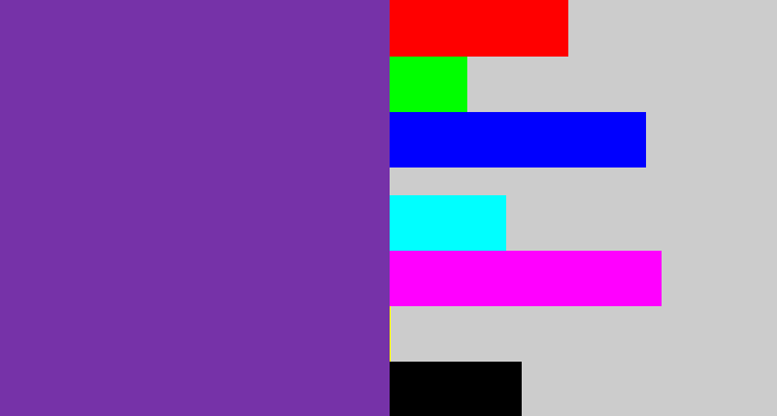 Hex color #7632a8 - purple