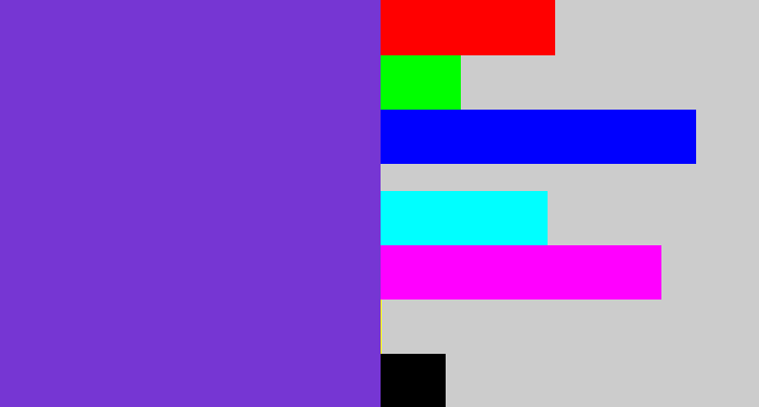 Hex color #7636d3 - bluish purple