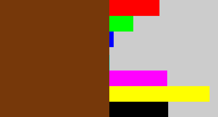 Hex color #76380a - reddish brown