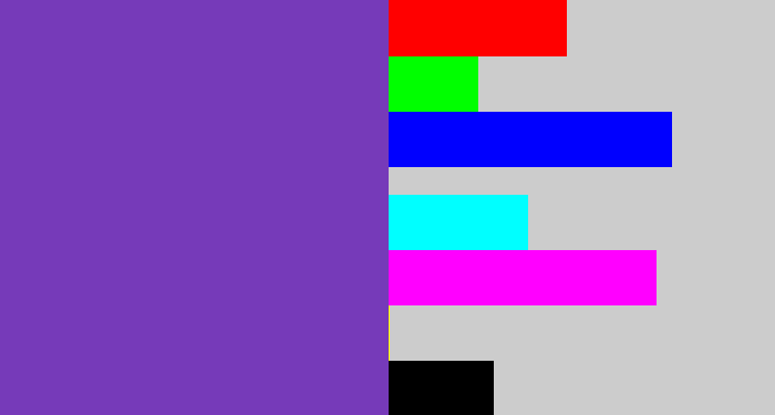 Hex color #763ab9 - bluey purple