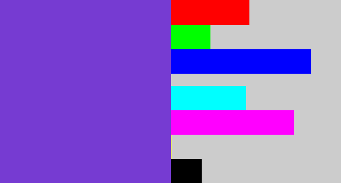 Hex color #763bd2 - bluish purple