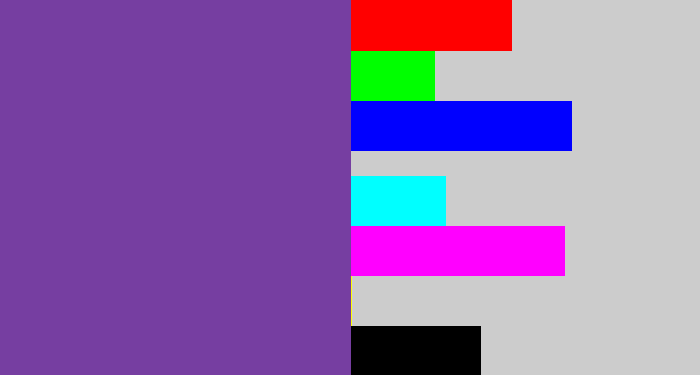 Hex color #763ea1 - purple