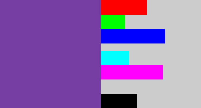 Hex color #763ea3 - purple