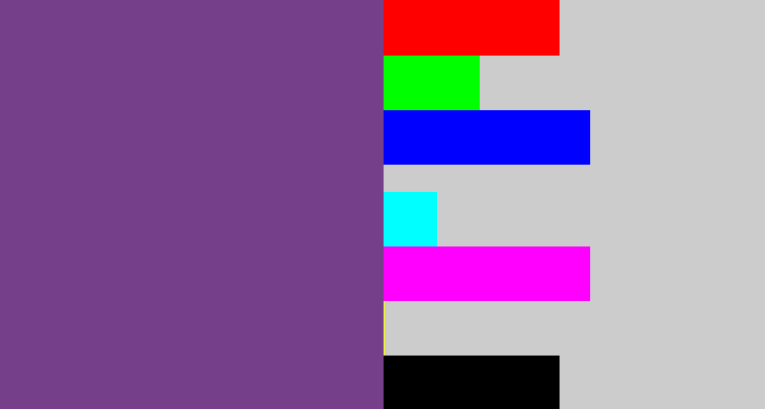 Hex color #763f8a - light eggplant