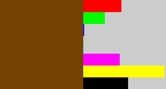 Hex color #764202 - brown