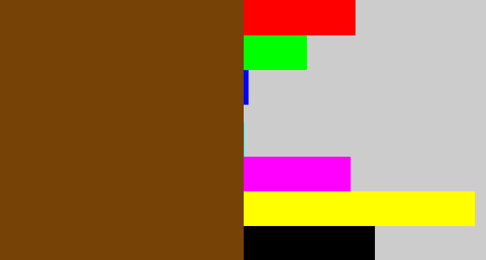 Hex color #764206 - brown