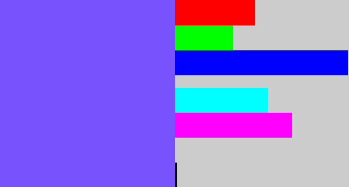 Hex color #7653fd - purpley