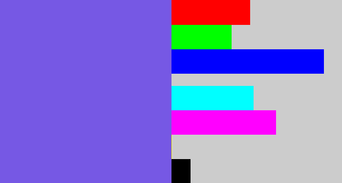 Hex color #7658e4 - purpley