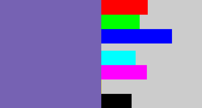 Hex color #7662b3 - deep lavender