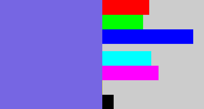 Hex color #7666e3 - purpley