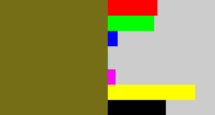 Hex color #766e17 - brown green