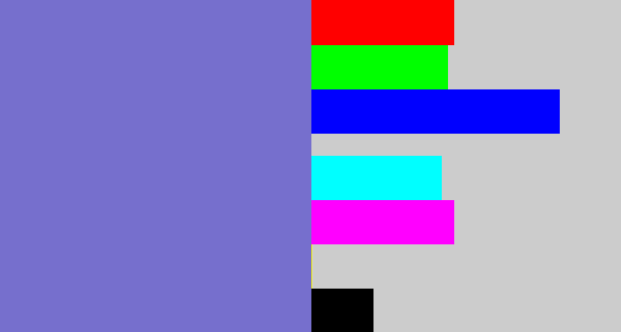 Hex color #766fcd - light indigo