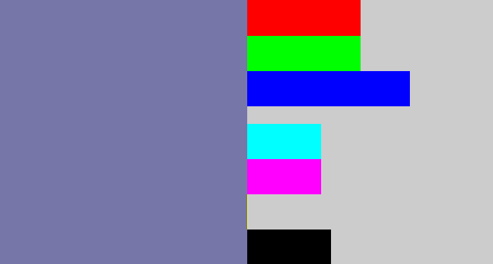 Hex color #7676a9 - blue/grey