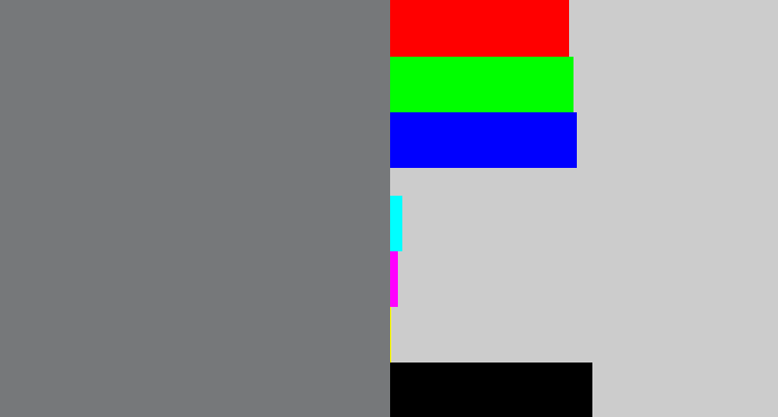 Hex color #76787a - medium grey