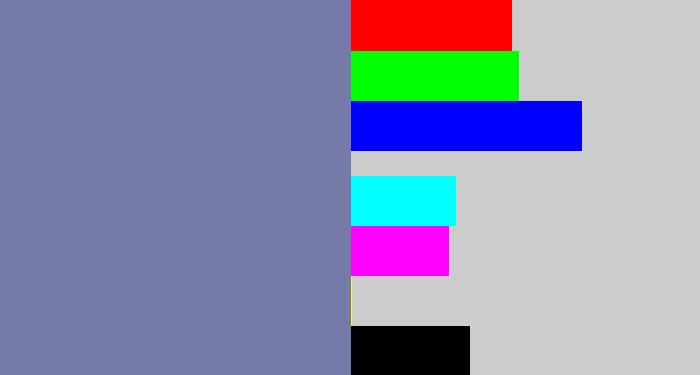 Hex color #767aa9 - blue/grey