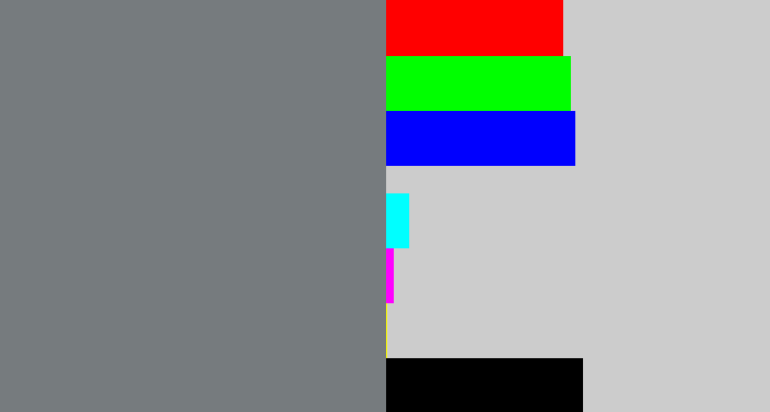Hex color #767b7e - medium grey