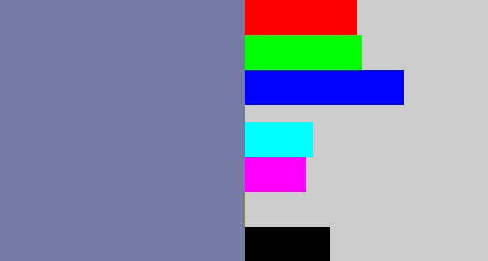Hex color #767ba5 - blue/grey