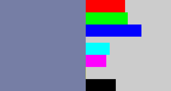 Hex color #767ea5 - blue/grey