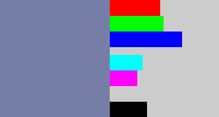 Hex color #767ea8 - blue/grey