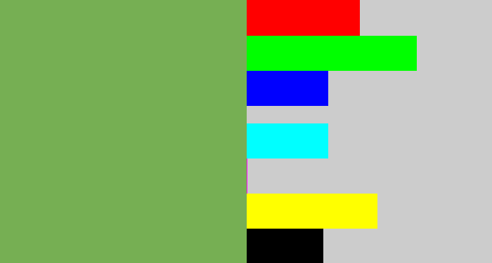 Hex color #76af53 - asparagus