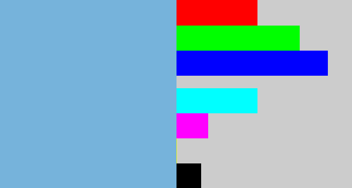 Hex color #76b3db - lightblue