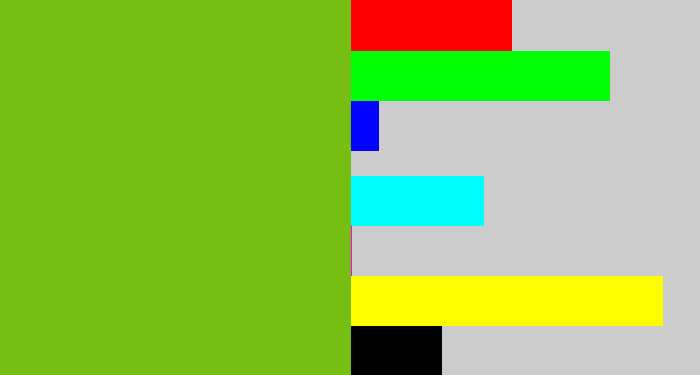 Hex color #76bd14 - dark lime green