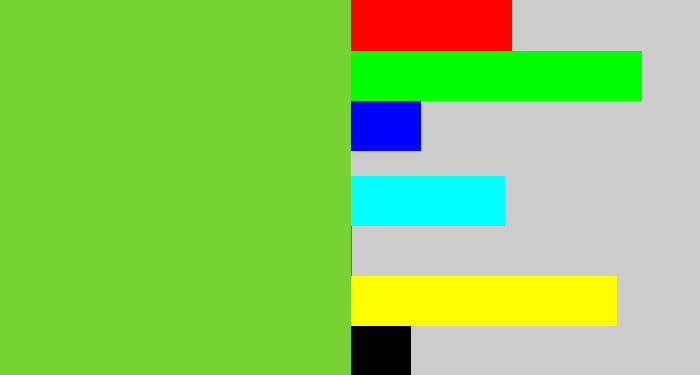 Hex color #76d332 - apple green