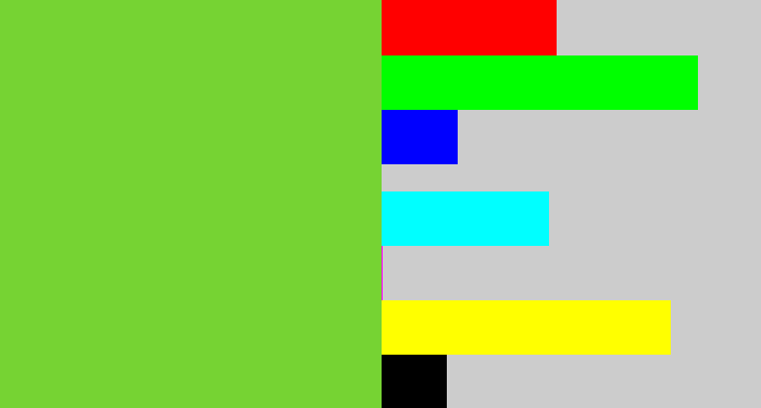 Hex color #76d333 - apple green