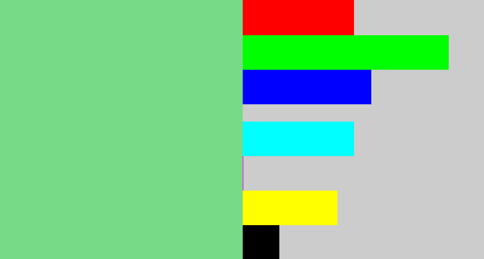 Hex color #76da86 - soft green