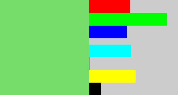 Hex color #76dd6b - lightish green