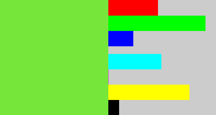 Hex color #76e63a - kiwi green