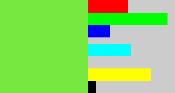 Hex color #76e840 - kiwi green