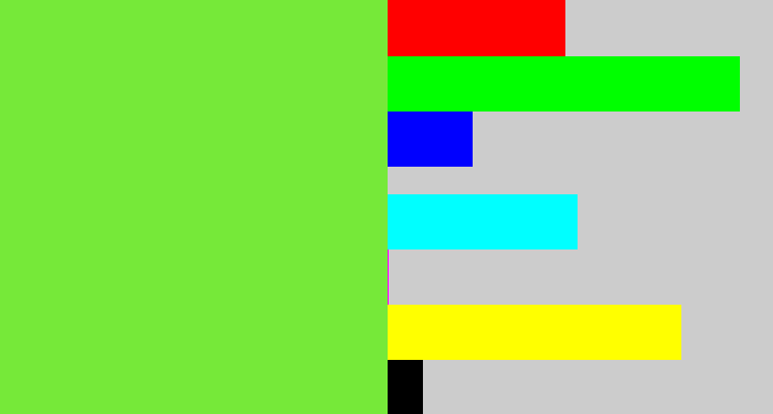 Hex color #76e939 - kiwi green