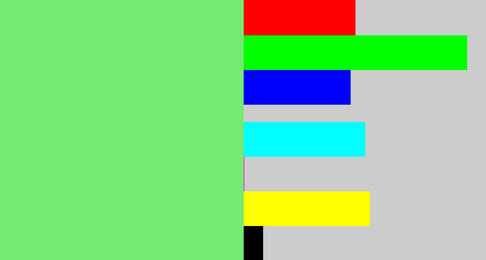 Hex color #76ea70 - lighter green