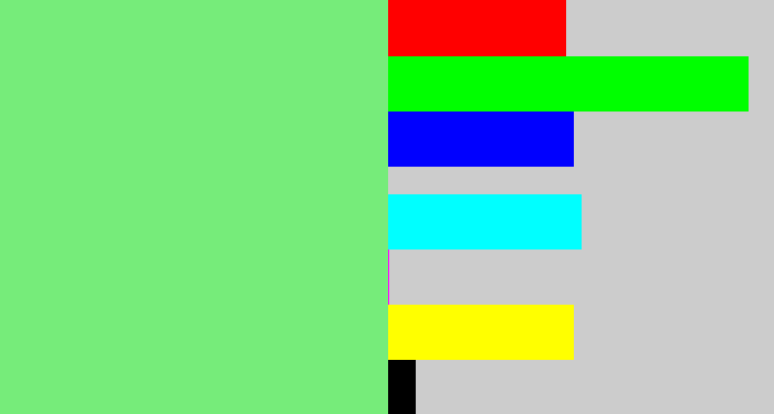 Hex color #76ec7a - lightgreen